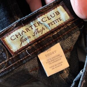 Charter Club Dark Blue Denim Jeans with Brown Stitching